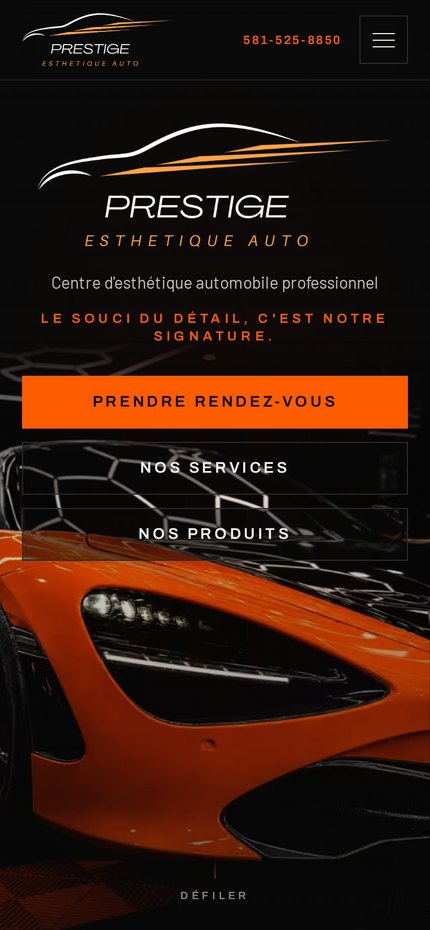 Version mobile du site Prestige Esthétique Auto